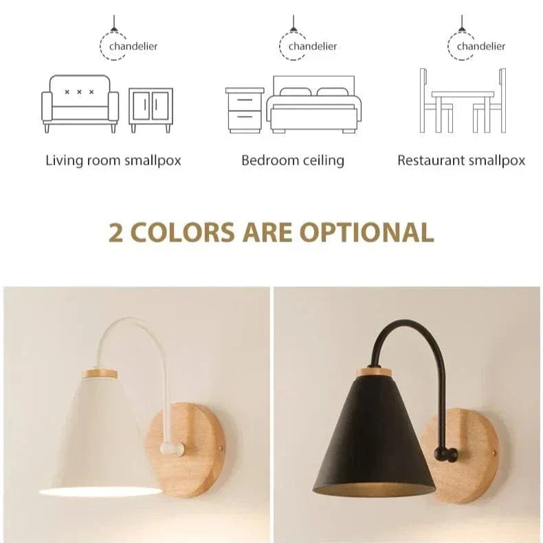 Verthara Modern Wood Wall Lamp E27 Socket