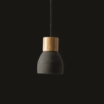 Verthara Nordic LED Pendant Light – Indoor Hanging Fixture – Cement-Wood Design - Adjustable Wire Length - Vintage Style - E27 Base Black