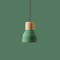 Verthara Nordic LED Pendant Light – Indoor Hanging Fixture – Cement-Wood Design - Adjustable Wire Length - Vintage Style - E27 Base Green