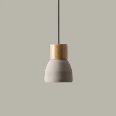 Verthara Nordic LED Pendant Light – Indoor Hanging Fixture – Cement-Wood Design - Adjustable Wire Length - Vintage Style - E27 Base Gray