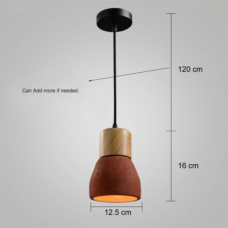 Verthara Nordic LED Pendant Light – Indoor Hanging Fixture – Cement-Wood Design - Adjustable Wire Length - Vintage Style - E27 Base