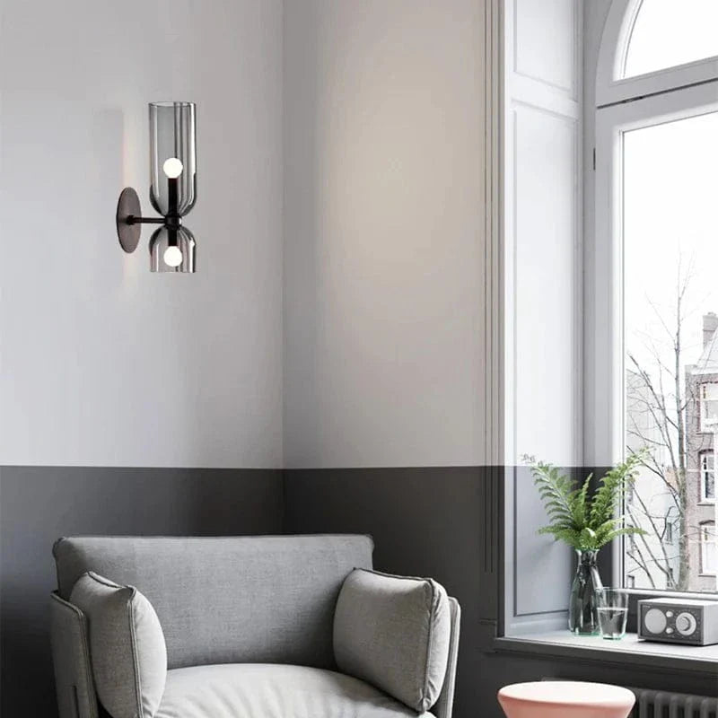 Verthara Nordic Minimalist Glass Wall Light - Wall Mounted - E14 LED Included - Electroplated Copper - Indoor Use - Available In Dark Gray, White, Blue