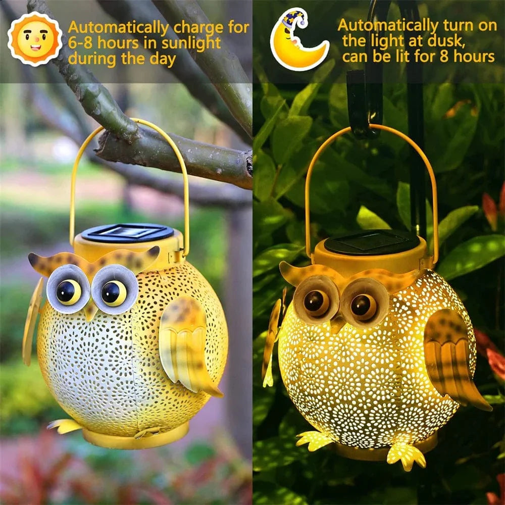 Verthara Owl Solar Garden Light - Hanging LED Lantern
