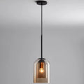 Verthara Postmodern Pendant Light – Double Glass Shade – Modern Design - Ideal For Kitchen - Dining Room - Bedroom - LED Compatible Brown