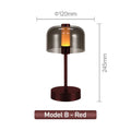 Verthara Rechargeable LED Desk Lamp - Cordless - Modern Retro Design - Portable - Touch Activation - Ideal For Indoor Use B-Red