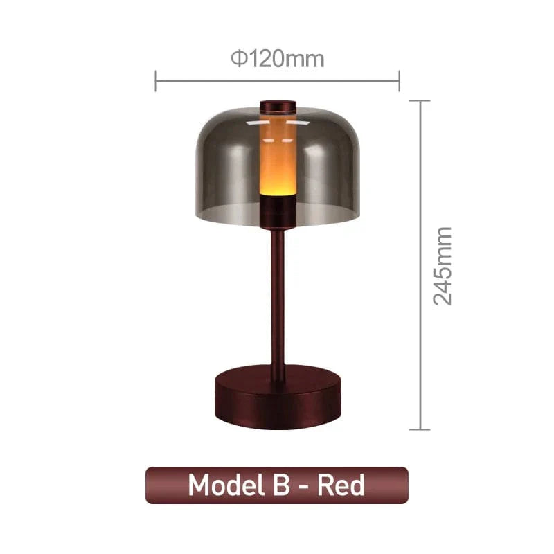 Verthara Rechargeable LED Desk Lamp - Cordless - Modern Retro Design - Portable - Touch Activation - Ideal For Indoor Use B-Red