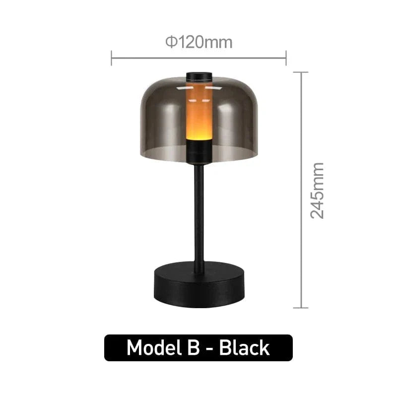 Verthara Rechargeable LED Desk Lamp - Cordless - Modern Retro Design - Portable - Touch Activation - Ideal For Indoor Use B-Black