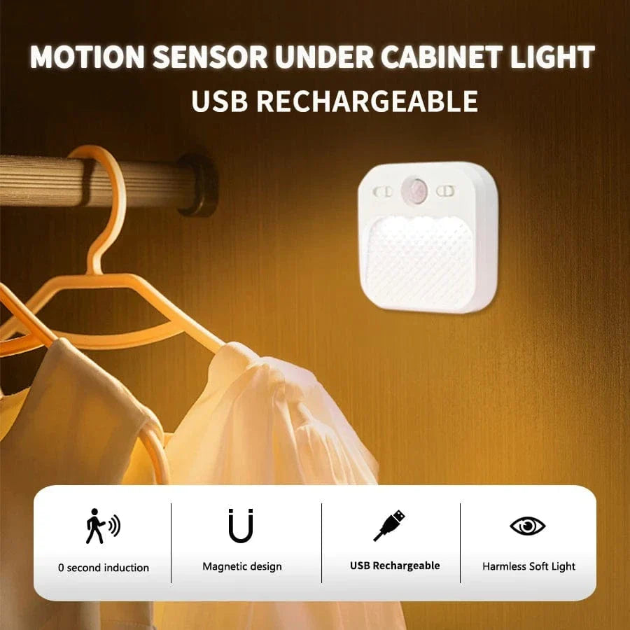 Verthara Rechargeable LED Motion Sensor Night Light With Magnetic Mount – Dimmable - Indoor Use - Ideal For Bedroom, Stairs, Cabinet - Warm Tones 1 Piece