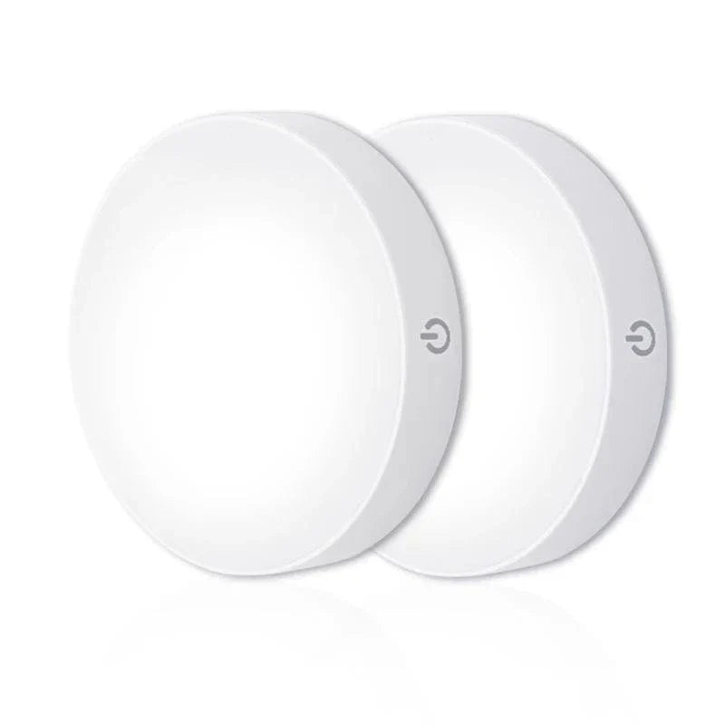 Verthara Rechargeable LED Puck Light With Touch Control – Dimmable - Wireless - Compact Design - White Light - Easy Installation 2 pcs