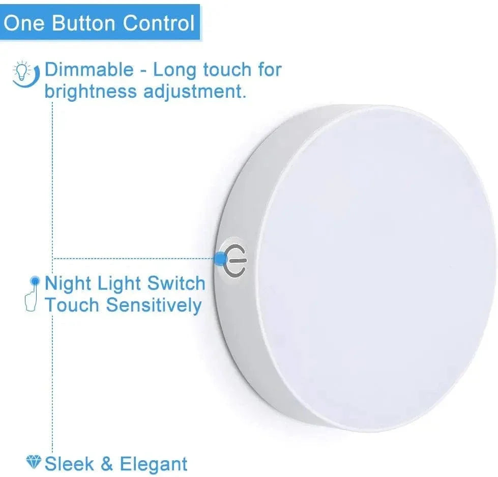Verthara Rechargeable LED Puck Light With Touch Control – Dimmable - Wireless - Compact Design - White Light - Easy Installation
