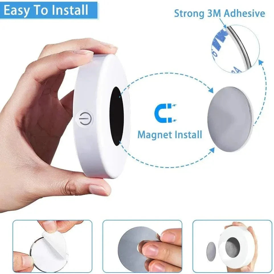 Verthara Rechargeable LED Puck Light With Touch Control – Dimmable - Wireless - Compact Design - White Light - Easy Installation