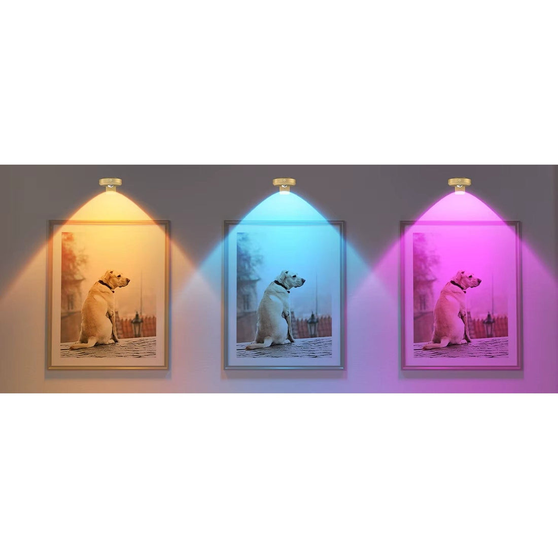 Verthara Rechargeable LED Puck Lights With Magnetic Mount – RGB Colour Temperature - Adjustable Brightness - Indoor Art Lighting - Remote Control RGB Light--Black