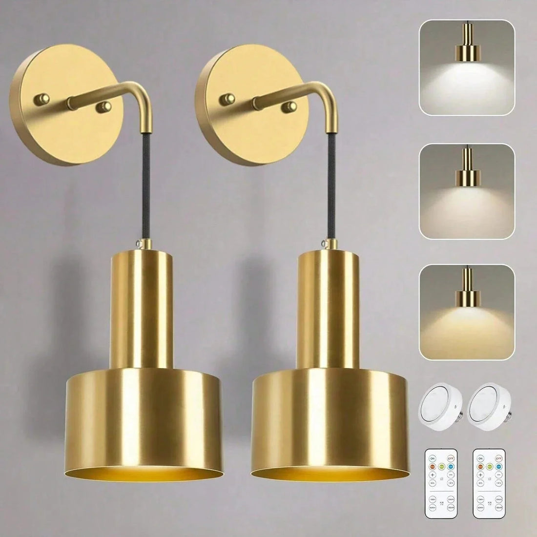 Verthara Remote Control Wall Lamp Black / 2 PCS