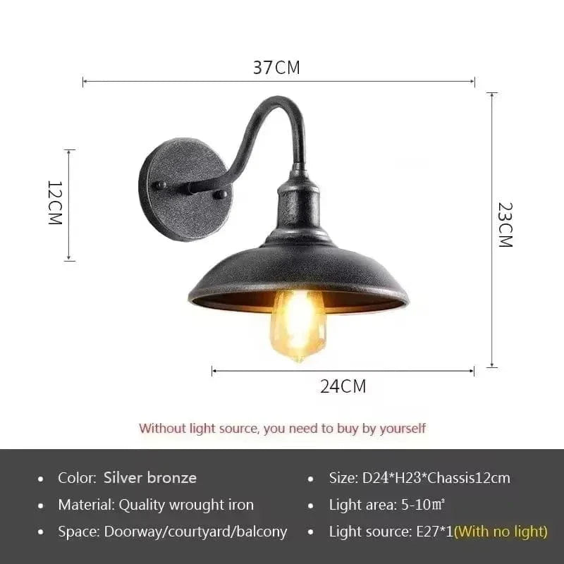 Verthara Retro LED Wall Light With E27 Socket – Waterproof - Vintage Style - Quality Wrought Iron - Multiple Colour Options - Indoor/Outdoor Use C Silver
