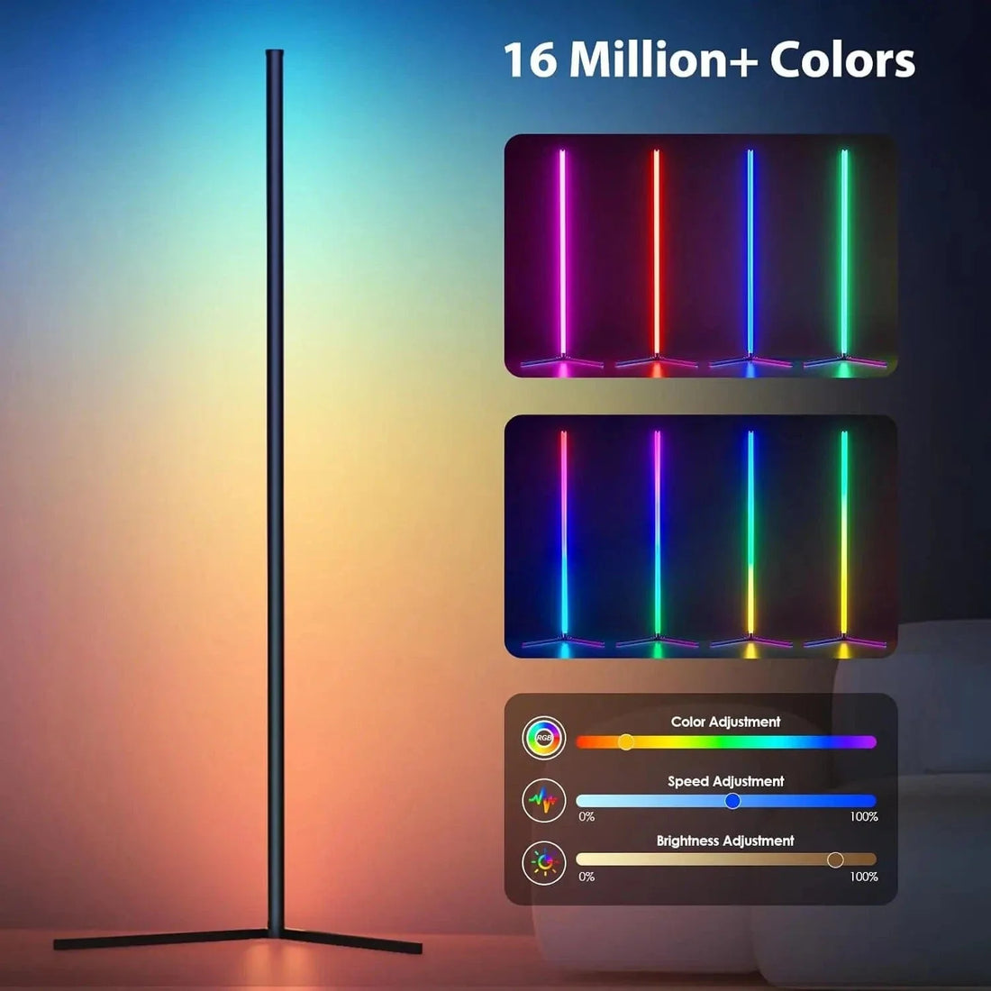 Verthara RGB Corner Standing Floor Lamp 40cm-RGB / Black