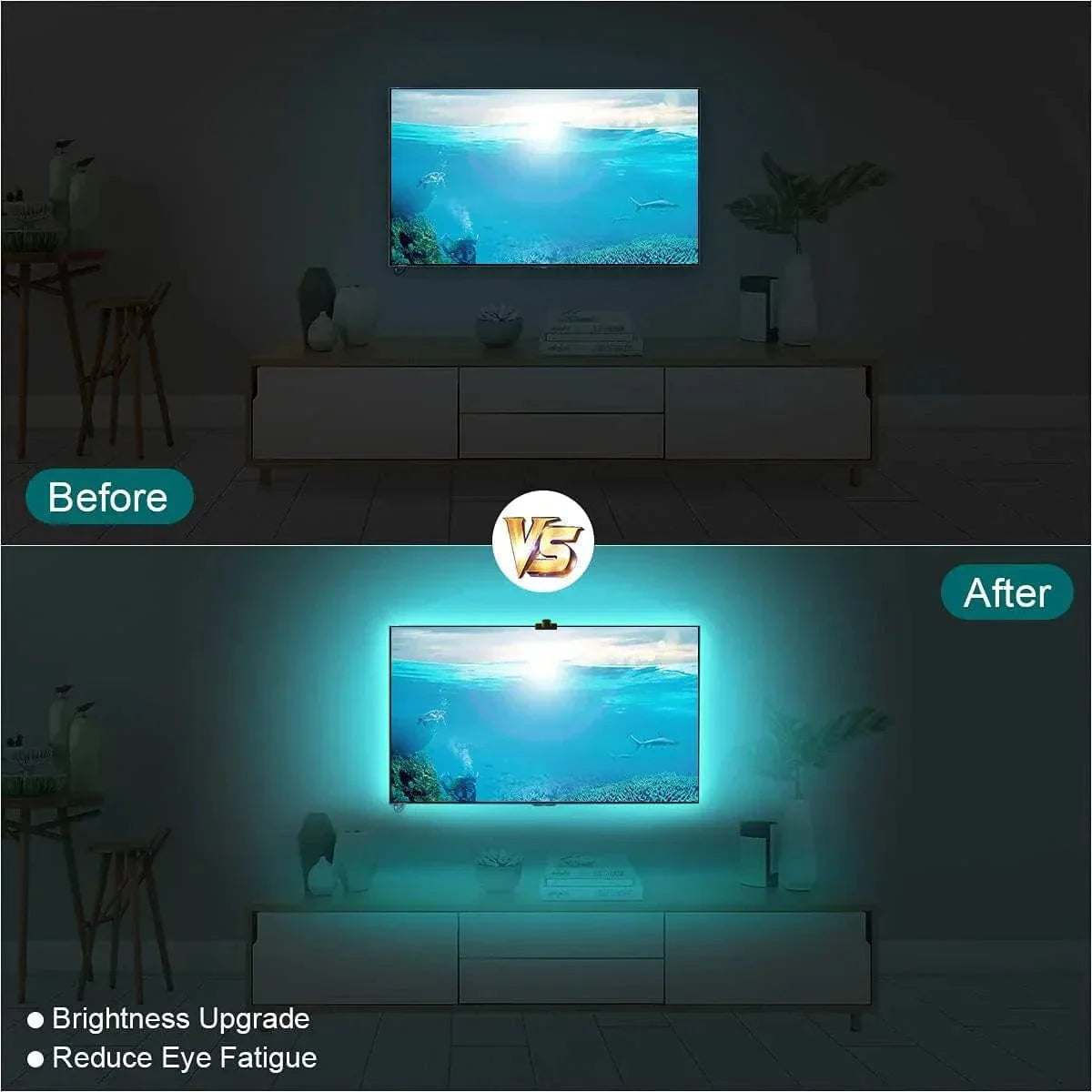 Verthara RGBIC LED Strip Light With Adhesive Mount – App Controlled - Music Sync - Colour Picking Sensor - Immersive TV Backlight
