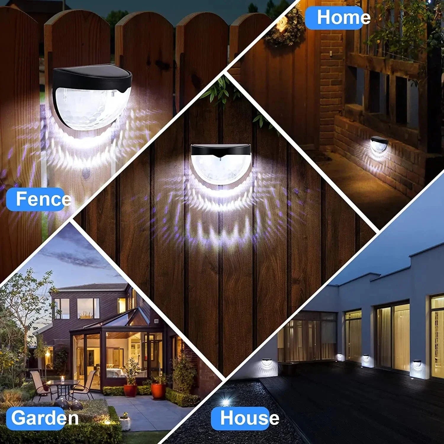 Verthara Solar Fence Light - 6 LED - Auto On/Off with Light Sensor