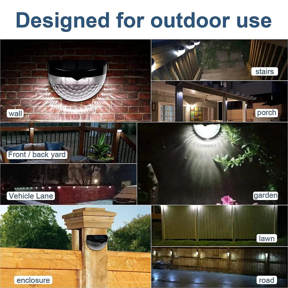 Verthara Solar Fence Light - 6 LED - Auto On/Off with Light Sensor