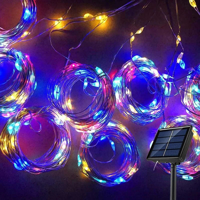 Verthara Solar LED Curtain Light - Copper Wire String Lights