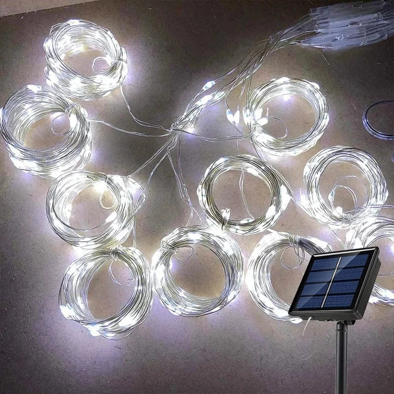 Verthara Solar LED Curtain Light - Copper Wire String Lights