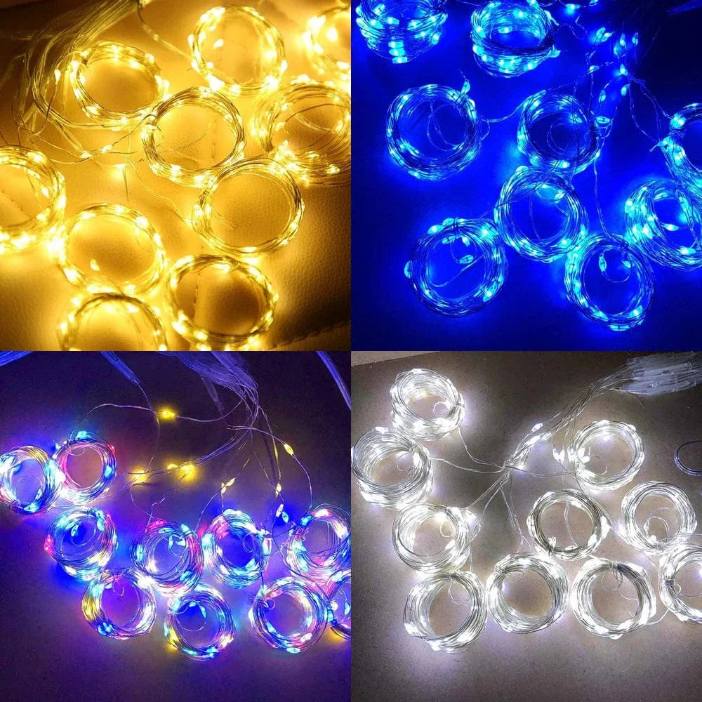 Verthara Solar LED Curtain Light - Copper Wire String Lights