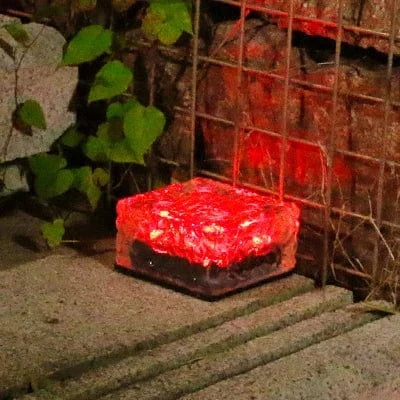 Verthara Solar LED Garden Brick Light – Waterproof – Rechargeable – Outdoor Lighting - Decorative Colour Options - Soft Ambient Illumination Red