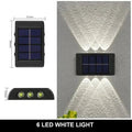 Verthara Solar LED Outdoor Wall Light – Waterproof - Auto On/Off - Warm White - Durable ABS - Easy Installation - IP65 Rated 6LED white