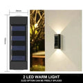Verthara Solar LED Outdoor Wall Light – Waterproof - Auto On/Off - Warm White - Durable ABS - Easy Installation - IP65 Rated 2LED warm