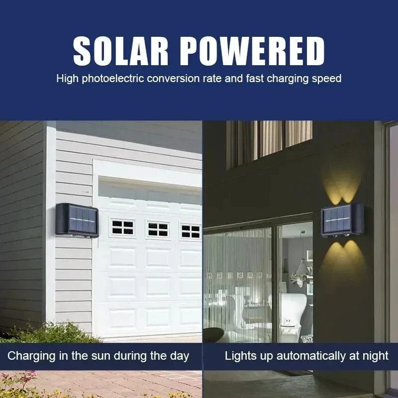 Verthara Solar LED Outdoor Wall Light – Waterproof - Auto On/Off - Warm White - Durable ABS - Easy Installation - IP65 Rated