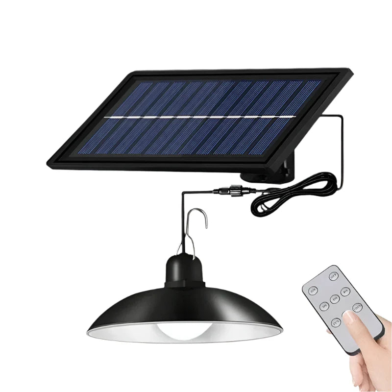 Verthara Solar LED Pendant Light With Remote Control – Waterproof - Double-Head Chandelier - Adjustable Colour Temperature - Indoor/Outdoor Use 1Head(Large Type) / White