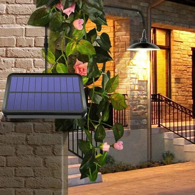 Verthara Solar LED Pendant Light With Remote Control – Waterproof - Double-Head Chandelier - Adjustable Colour Temperature - Indoor/Outdoor Use
