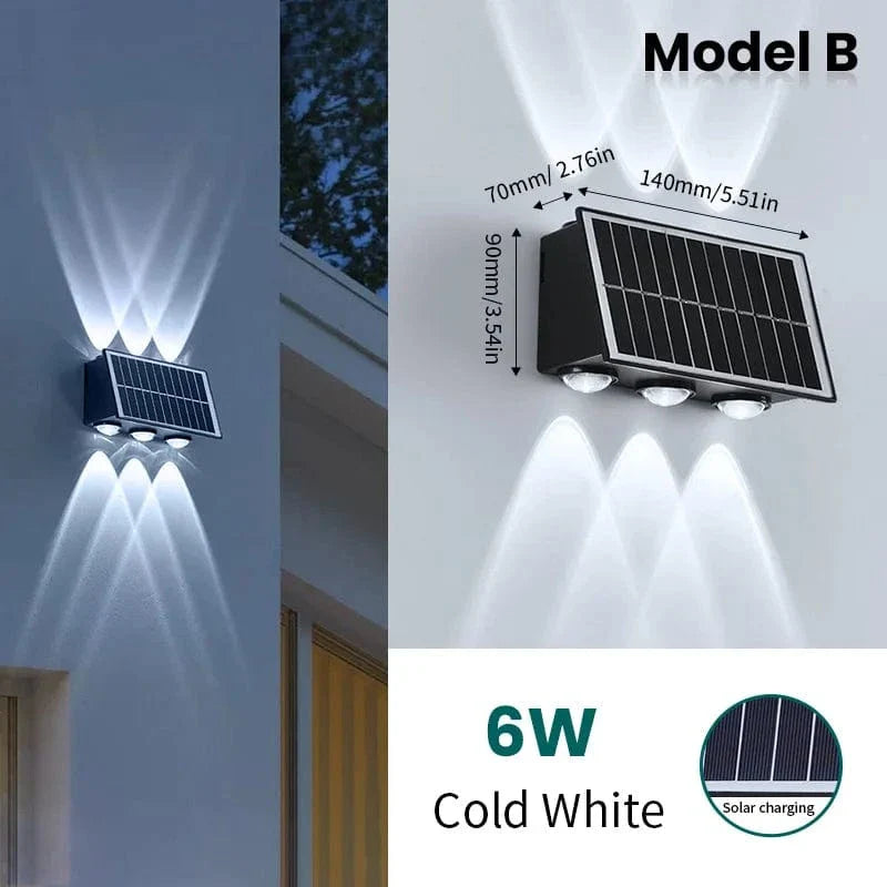 Verthara Solar LED Up and Down Wall Light - 4W to 8W 6 LED-Cold