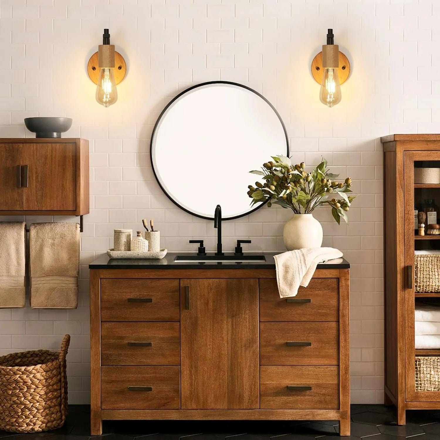 Verthara Vintage Iron Wall Sconces – Surface Mounted Wall Lights – Industrial Style - E27 Base - Indoor Lighting - Durable Iron Construction