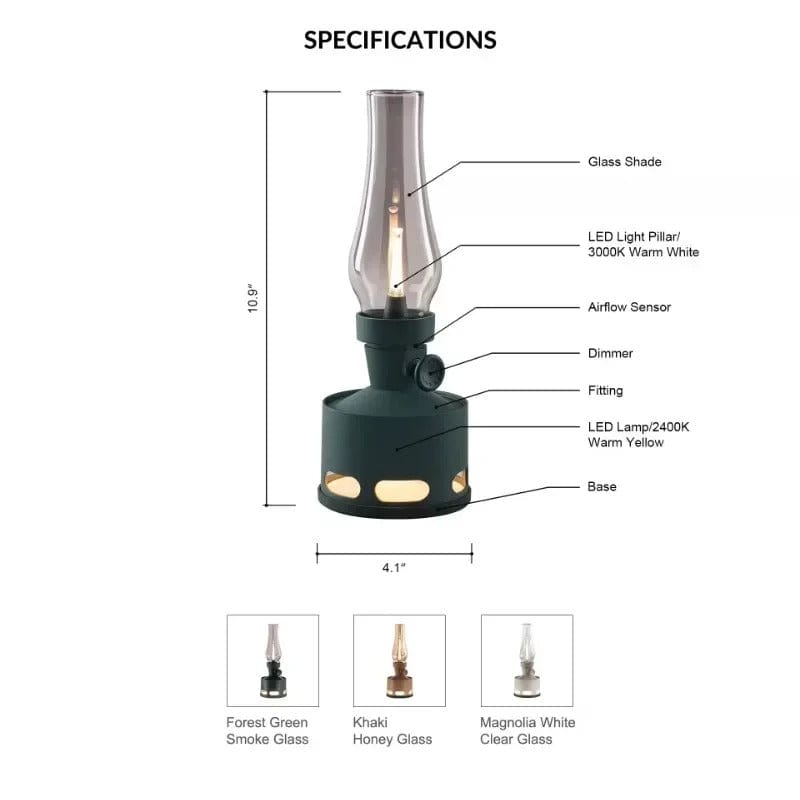 Verthara Vintage LED Lantern Rechargeable Table Lamp
