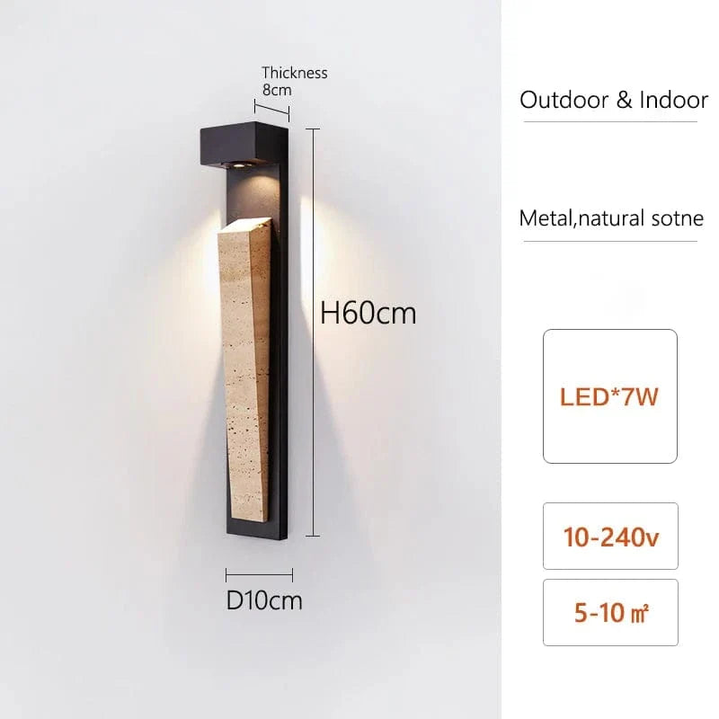 Verthara Waterproof Natural Stone Outdoor Wall Light – IP65 Weather-Resistant Exterior Lantern for Garden and Patio