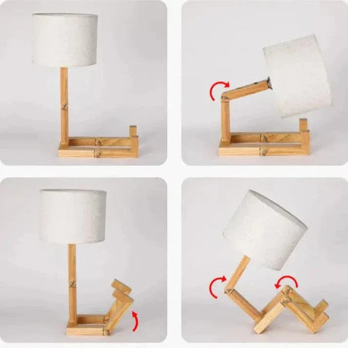 Verthara Wooden Robot Table Lamp